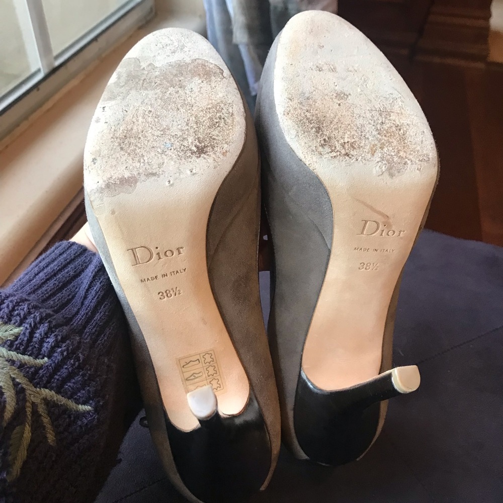 Christian Dior gray suede and metallic heels - Picture 7 of 10